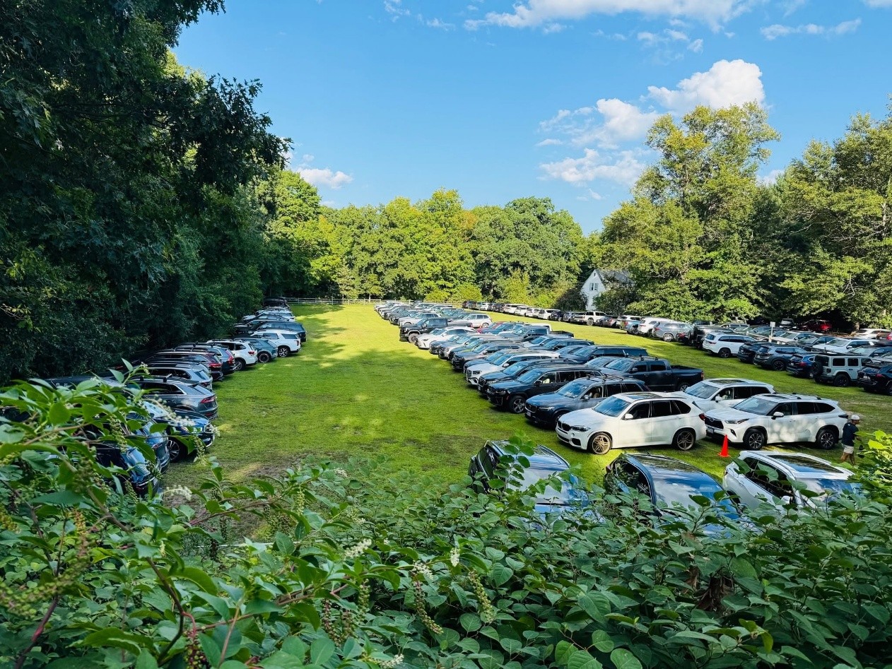 Open field and parking area